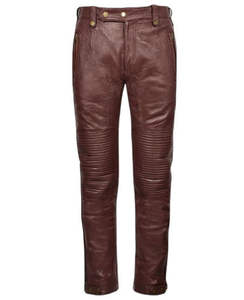 High Quality Genuine <b>Leather</b> <b>Men's</b> Straight Mid Waist Slim Fit Motorcycle <b>Trousers</b> for High Street Style Streetwear & Fashion - Product Image 5