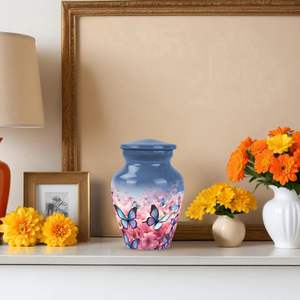 โกศโลหะลายดอกไม้สำหรับขี้เถ้าขี้เถ้าของผู้หญิงโกศขนาดเล็กสำหรับผู้ใหญ่เพศชายขนาดเล็กสำหรับมนุษย์ขี้เถ้า - Product Image 6