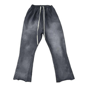 Pantalon de survêtement évasé 100% coton éponge brut personnalisé bord coupé délavé à l'acide de haute qualité fabriqué par Numica Sports - Product Image 3
