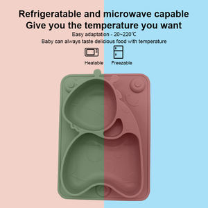 Assiette à ventouse pour bébé en silicone de qualité alimentaire, incassable et écologique, forme girafe de dessin animé, compartimentée, compatible lave-vaisselle et résistante à la chaleur - Product Image 5