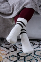 Chaussettes en laine de mouton mongole-Hypoallergénique, confort ultime, super douces et chaudes avec une couleur blanche pure 100% naturelle W Bottom