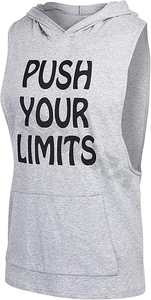 2024 gros nouveauté confortable coton Gym débardeur pour hommes sans manches avec capuche séchage rapide et respirant tricoté armure - Product Image 2