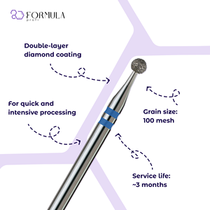 Broca Profesional de Diamante para Uñas, 2.5mm, Grano Azul, para Refinar Cutículas - Product Image 2
