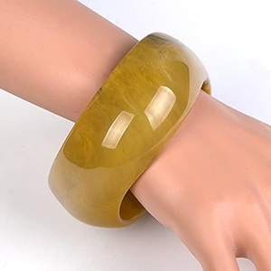 Aspecto de mármol COLORIDO BLING Color verde Resina Irregular Brazalete Pulsera Tortuga Acetato Moteado Ancho Chunky Brazalete - Product Image 6