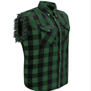 เสื้อสักหลาดแขนกุดสีดำ & สีเขียวแบบพรีเมียมเสื้อกล้ามลายสก็อตสำหรับนักขี่จักรยานฤดูร้อนสำหรับผู้ชายเสื้อแนวสตรีทแบบตัดแนววินเทจ - Product Image 1