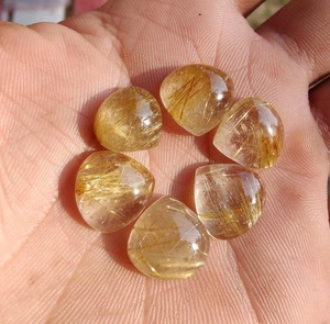 Cabochon en forme de cœur en quartz rutile doré translucide Rutile doré Fabrication de bijoux en vrac Rutile doré 2 pièces - Product Image 4