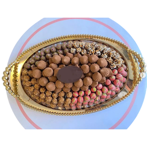 Bandeja de chocolate de metal de calidad creativa Diseño de lujo Bandeja de servicio de chocolate chapada en oro Perfecta para servir chocolates y postres - Product Image 5