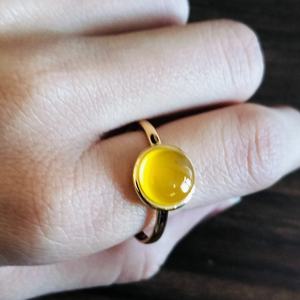 เครื่องประดับเงินแท้ทำด้วยมือขนาด10มม. ทำด้วยมือของผู้หญิง925แข็งพลอยคาลซิโดนีกรอบสีเหลืองขายส่งตามธรรมชาติ - Product Image 3