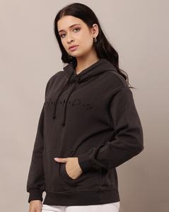 Sweat-shirts à capuche décontractés en tricot épais pour femmes, polyester/coton, vêtements d'hiver, logo personnalisé sur le devant, fabricant OEM - Product Image 3