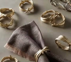 Anneau de serviette en métal plaqué cuivre de forme ronde pour accessoires de décoration de table de banquet de mariage porte-serviettes - Product Image 6