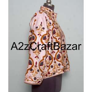 Hand Drawn <b>Velvet</b> Suzani <b>Jacket</b> Handcrafted Boho Chic Traditional Embroidery Luxe <b>Velvet</b> Fabric Floral 100% Cotton Spring - Product Image 4