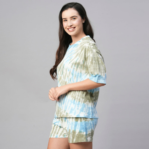 ชุดกางเกงขาสั้นผ้าคอตตอน100% แขนสั้นสำหรับผู้หญิงชุดฤดูร้อน - Product Image 5