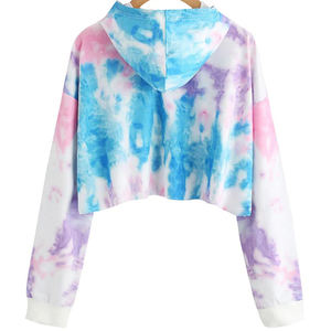 Sweat à capuche court personnalisé pour femme, OEM, 100 % polyester/coton, logo frontal, design décontracté uni, best-seller - Product Image 2