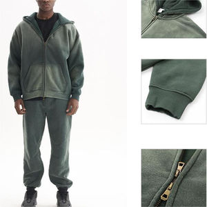 Conjunto Deportivo Casual para Hombre 2025, Sudadera con Capucha y Pantalones de Felpa Gruesa, Estilo Lavado, Tendencia de Invierno, 100% Sólido - Product Image 3