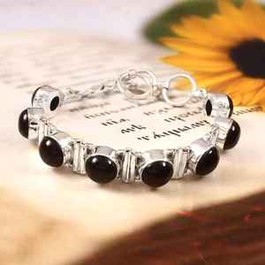 Black Onyx 925 Sterling <b>Silver</b> Luxury Charm Tennis Shape Bracelet Minimalist Handmade GIA Certified Jewelry for <b>Women</b> Elegant - Product Image 3