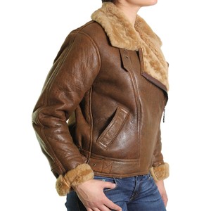 Best Quality <b>Women's</b> Sheep Fur Lining Winter <b>Suede</b> Leather Waterproof POWER DRY V-neck Shearling <b>Jacket</b> for Very Cold Weather - Product Image 2
