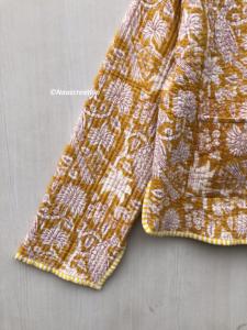 Veste matelassée à imprimé oiseaux et fleurs, faite à la main, style bohème, en coton, style floral, pour l'automne et l'hiver, style streetwear, réversible - Product Image 2