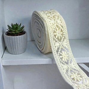 Custom Made Eco-Friendly <b>White</b> Floral Lace Intricate Embroidery 100% Cotton Vintage Style for Fashion Garments Bridal Wear Craft - Product Image 4