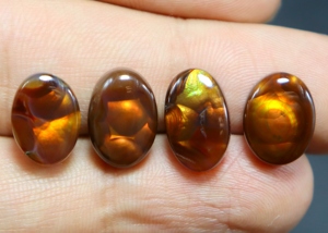 4. Pièce 20.00 Carat Agate Mexicaine de Feu Cabochon Lisse Pierres Précieuses Naturelles Agate de Feu Cabochon Forme Ovale 12X9MM à 14X8MM - Product Image 4