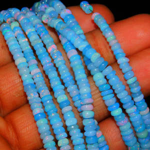 AAA Grade Natural Tanzanite <b>Blue</b> Opal Smooth Rondelle <b>Beads</b> High Quality Ethiopian Welo Opal 3mm & 6mm Sizes 16 Inch Strand - Product Image 2
