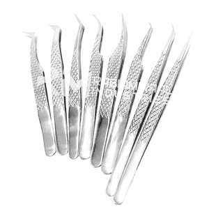 RMI Nouveau produit tendance Pince à épiler pour extensions de cils en argent Shin, modèle standard 5 points, 45 degrés / pointe droite, ensemble de pinces à épiler - Product Image 4