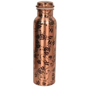 Botella de agua de cobre con estampado de rosas de diseño clásico para beber saludable sin corrosión y sin óxido a la venta al mejor y más bajo precio - Product Image 5