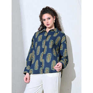 Camisa de gran tamaño Bohemia para verano, camisa de manga larga, transpirable, estampado de algodón, ajuste relajado, artesanía tradicional, sensibilidad moderna - Product Image 1