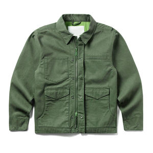 Chaqueta de Lona Color Verde Oliva, Moderna, con Cierre, Manga Regular, Invierno, Logotipo Frontal, Estilo Urbano, Unisex para Exteriores - Product Image 1