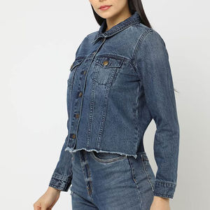 Chaqueta Vaquera de Mujer con Logotipo Personalizado, Superventas 2026, Elegante, Manga Larga, Estilo con Bolsillos, Relleno de Algodón, Otoño, Talla XL, Servicio OEM - Product Image 2