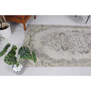 Alfombra Turca, Alfombra Vintage de 4.3x8.1 pies, Alfombra de Lana con Plantas y Árboles Verdes - Product Image 3