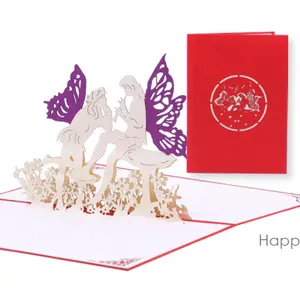 زفاف البوب حتى زوجين تصميم مخصص بطاقة 3D لحفلات الزفاف ورقة نحت بطاقات المعايدة عيد الحب