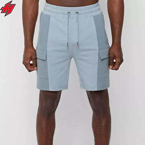 Vente en gros de shorts d'été pour hommes, ensembles de survêtements de couleur unie, ensemble jumeau en coton et polyester avec poche et logo - Product Image 3