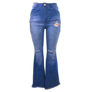 Pantalones vaqueros desgastados para mujer de nuevo estilo, pantalones pitillo de cintura media con decoración de botones, pantalones de camionero GF informales de talla grande - Product Image 5