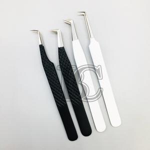 Pince à épiler de qualité supérieure, couleur noir et blanc, acier inoxydable durable, revêtement en poudre, prix de la pince à épiler, offre de logo gratuit, pince à épiler plate en vison - Product Image 1