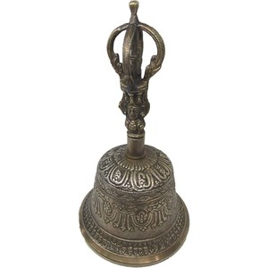 Campana de latón tibetano budista espiritual con mango de Dorje para autocuración meditación oración latón tibetano Handbell Fengshui Vastu - Product Image 1