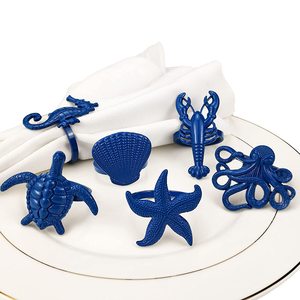 Servilleteros navideños estilo reptiles recubiertos de azul fundido servilleta de aluminio sólido mejor decoración servilletas anillos - Product Image 1