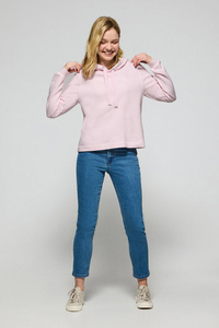 Sudadera con capucha de gran tamaño para mujer, rosa claro, de longitud completa, antiarrugas y transpirable, sudaderas con capucha en blanco para mujer, entrenamiento, gimnasio, sudadera con cremallera - Product Image 3