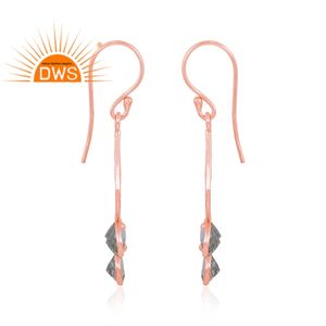 Venta caliente 925 Plata de Ley 18K chapado en oro rosa Topacio azul Piedra preciosa Pendiente colgante Demi Fabricante de joyería fina - Product Image 4