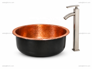 DIVRIS - Bañera Redonda de Cobre para Pedicura, Exterior Negro, Hecha a Mano, Cómoda, con Drenaje sin Tuberías, Modelo NJC-7503PC - Product Image 6
