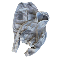 Conjunto de Sudadera con Capucha y Pantalones Deportivos Casuales Estampados Personalizados, Efecto Desgastado, Bordado, Unisex, Lavado Ácido