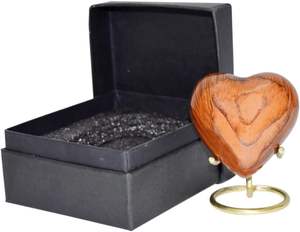 Wood Grains Mini Heart Cremation Urn with Premium Box & Stand | Honor <b>Your</b> <b>Loved</b> One with Wood Grain Finish Urn for Baby Girl - Product Image 2