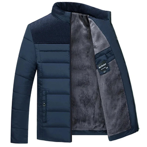 Veste matelassée chaude d'hiver pour hommes Parka en peluche épaissie avec col montant et pardessus rembourré en toile à fermeture éclair - Product Image 1
