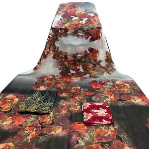 Allemagne Dirac Gogra Garbasar Ensemble de 3 pièces de vêtements traditionnels Kanga pour femmes en coton et élasthanne écologiques de luxe, motif floral long - Product Image 1