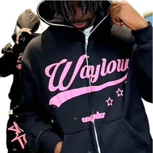 <b>Men's</b> Customizable Logo Print Embroidered V-neck <b>Sleeveless</b> Pullover <b>Hoodie</b> Winter Cotton Fleece Washed Distressed Oversized - Product Image 2