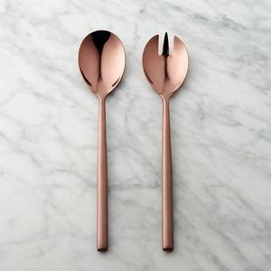 Serveurs à salade décoratifs en métal poli or rose Nouveau design Serveurs à salade à poignée comprenant une cuillère et une fourchette à salade - Product Image 1