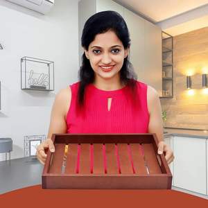 Plateau de service en bois fait main, écologique, pour salon et usage hôtelier, passe au lave-vaisselle, ajoute du charme aux intérieurs modernes - Product Image 6