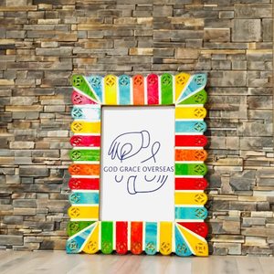 Cadre photo mosaïque de luxe fait main, design unique en résine incrustée par le fabricant indien Cadres en bois grâce de Dieu à l'étranger - Product Image 1