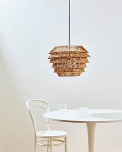 Intricate <b>Rattan</b> Layered Lampshade Handwoven Wicker <b>Pendant</b> Shade Multi Tier Design Statement Hanging <b>Light</b> For Home And Cafe - Product Image 3