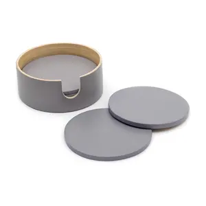 High quality best selling eco- friendly decorative spun bamboo round coasters with holder from Vietnam