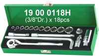 Kit d'outils OEM ODM disponible, jeu de douilles 3/8\" 18 pièces en acier CV